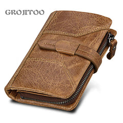 Men's Crazy Horse Long Wallet Anti-RFID Retro Purse