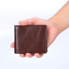 RFID Leather Wallet Oil Wax Cowhide Man Purse Retro Style Card Women Purse