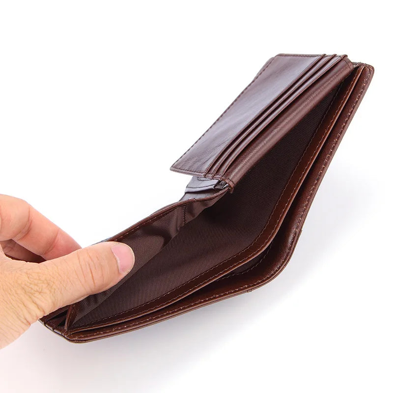 RFID Leather Wallet Oil Wax Cowhide Man Purse Retro Style Card Women Purse