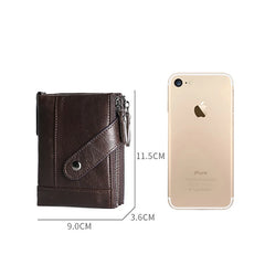 RFID Men's Short Hand Bag Oil Wax Leather Wallet