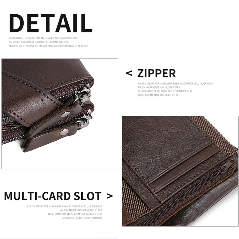 RFID Men's Short Hand Bag Oil Wax Leather Wallet