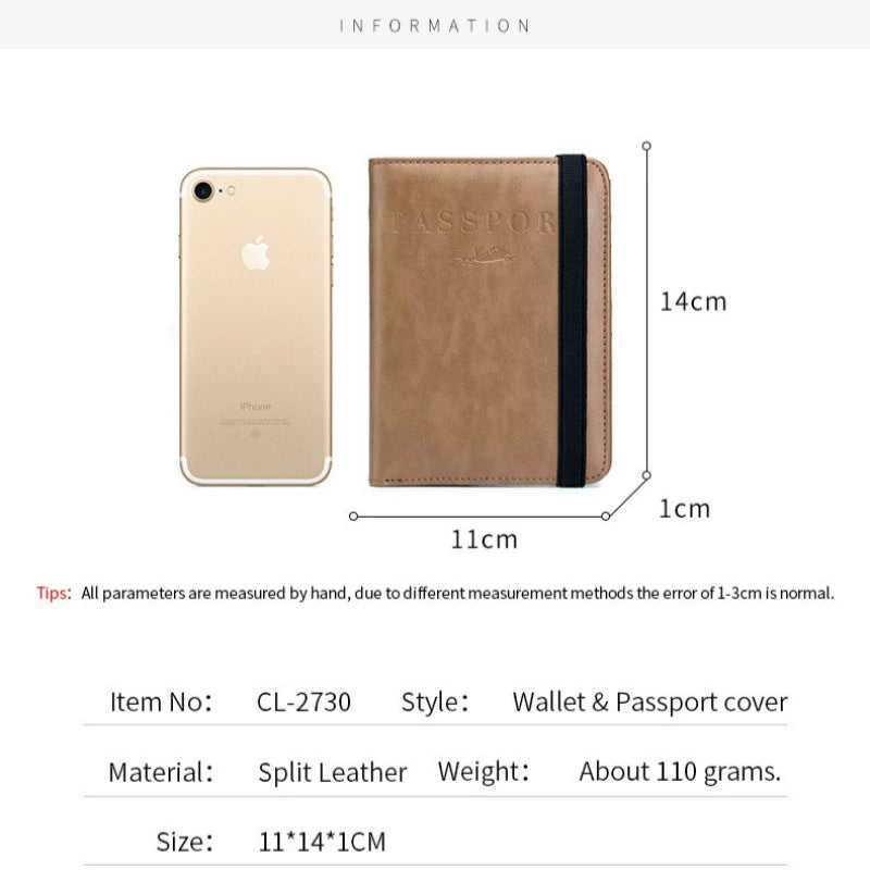 RFID Leather Passport Bag for Men
