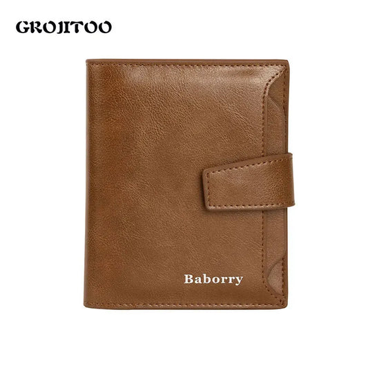 Men's Zipper Wallet Card Holder Short Purse Leather