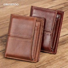 RFID Oil Wax Cowhide Leather Men Wallet Anti scanning leather wallet