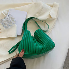 PU Leather Pleated Shoulder Bag Women Large Capacity Handbags