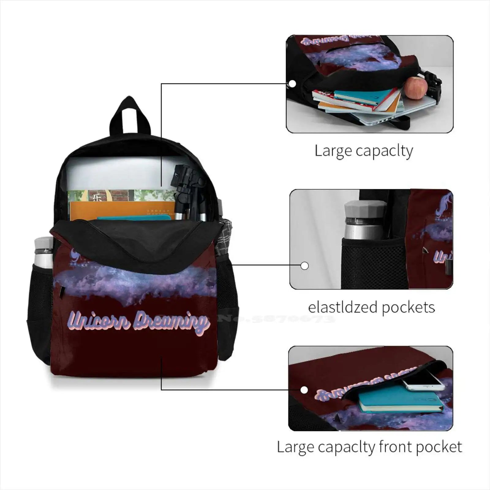 Galaxy Dreaming Unicorn Backpack School Laptop Travel Bag