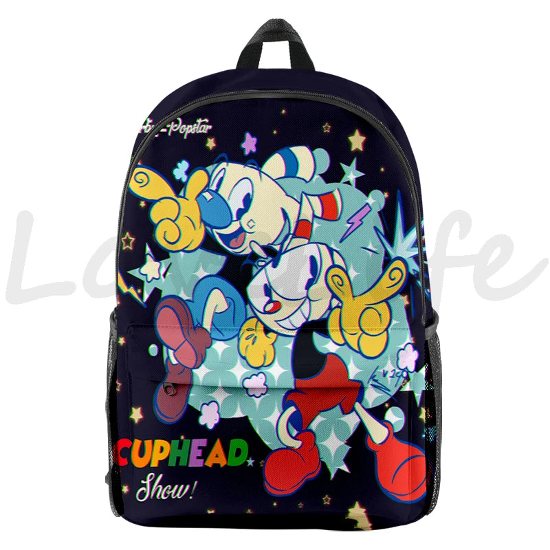 Cuphead Mugman Backpack for Kids School Bags 3D Schoolbag