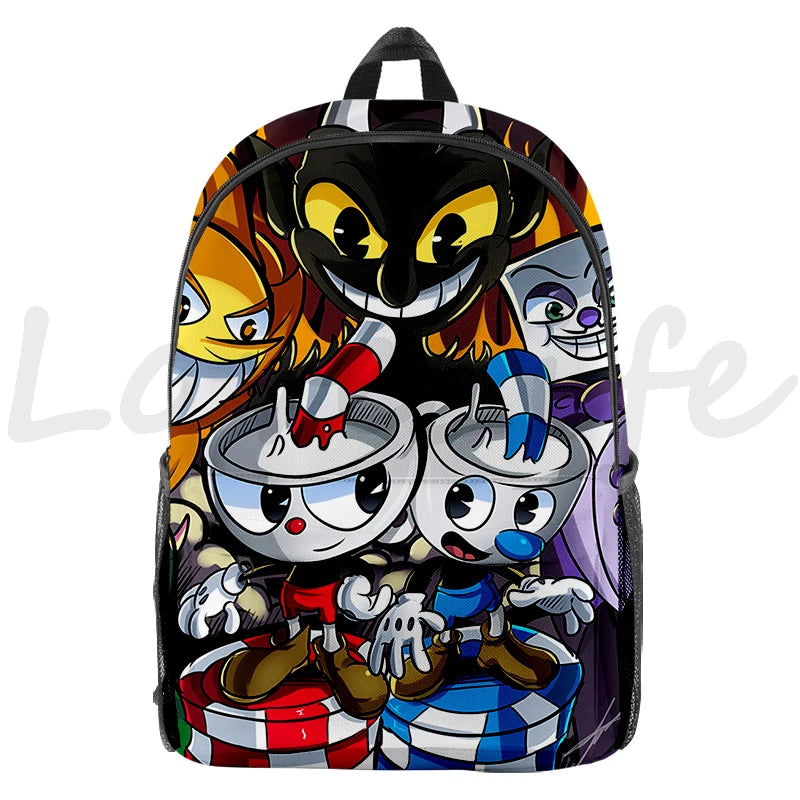 Cuphead Mugman Backpack for Kids School Bags 3D Schoolbag