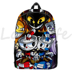 Cuphead Mugman Backpack for Kids School Bags 3D Schoolbag