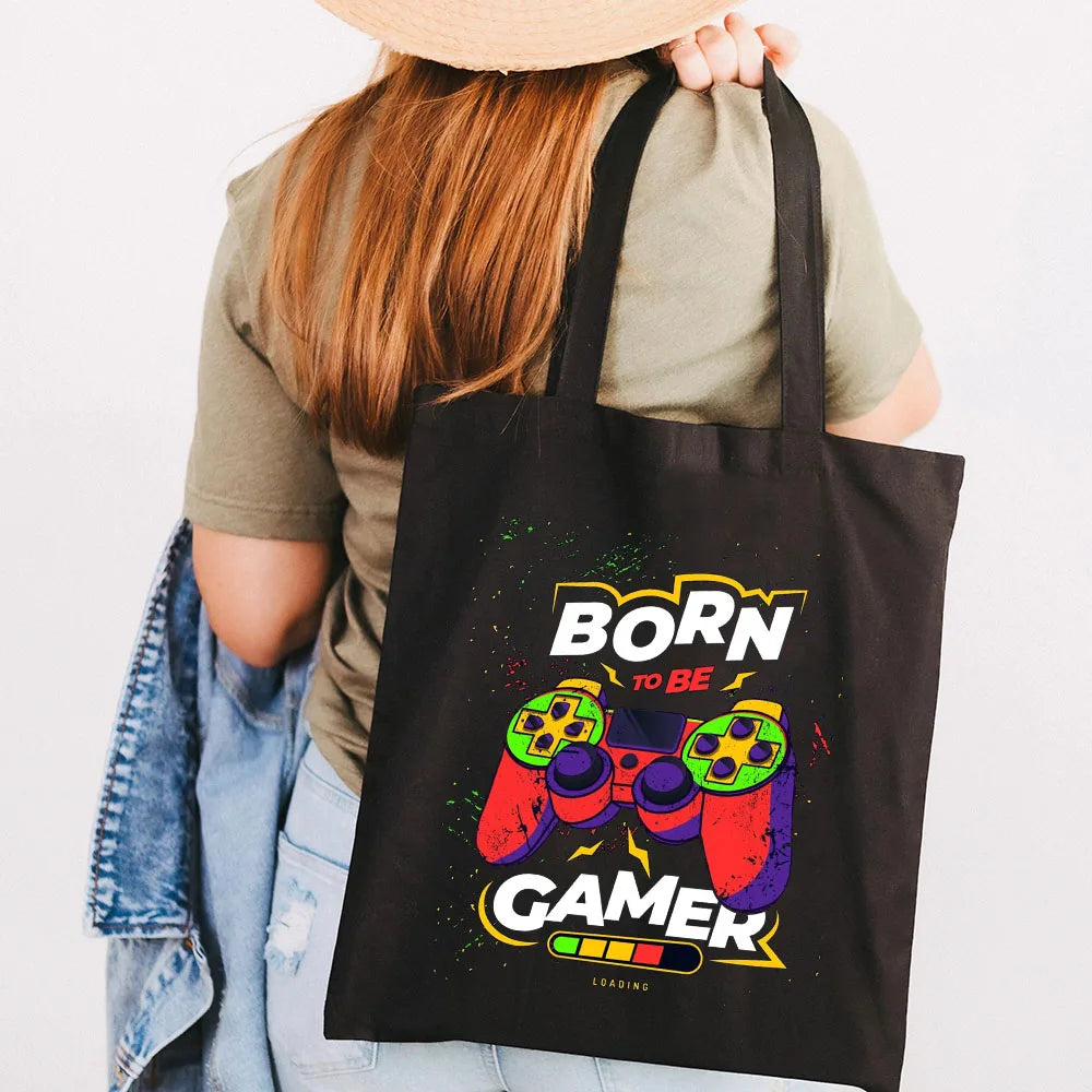 Gaming Handle Controller Player Video Room Women Canvas Shopper Bag