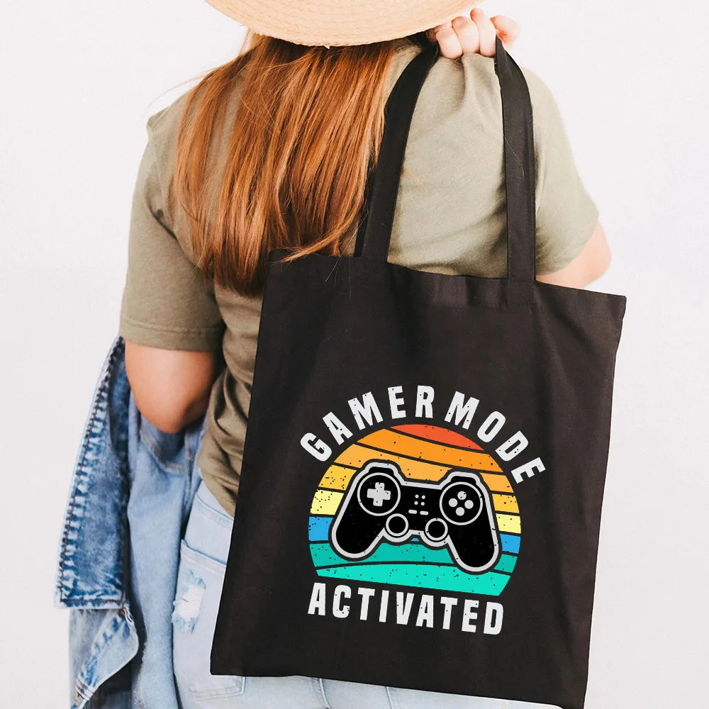 Gaming Handle Controller Player Video Room Women Canvas Shopper Bag