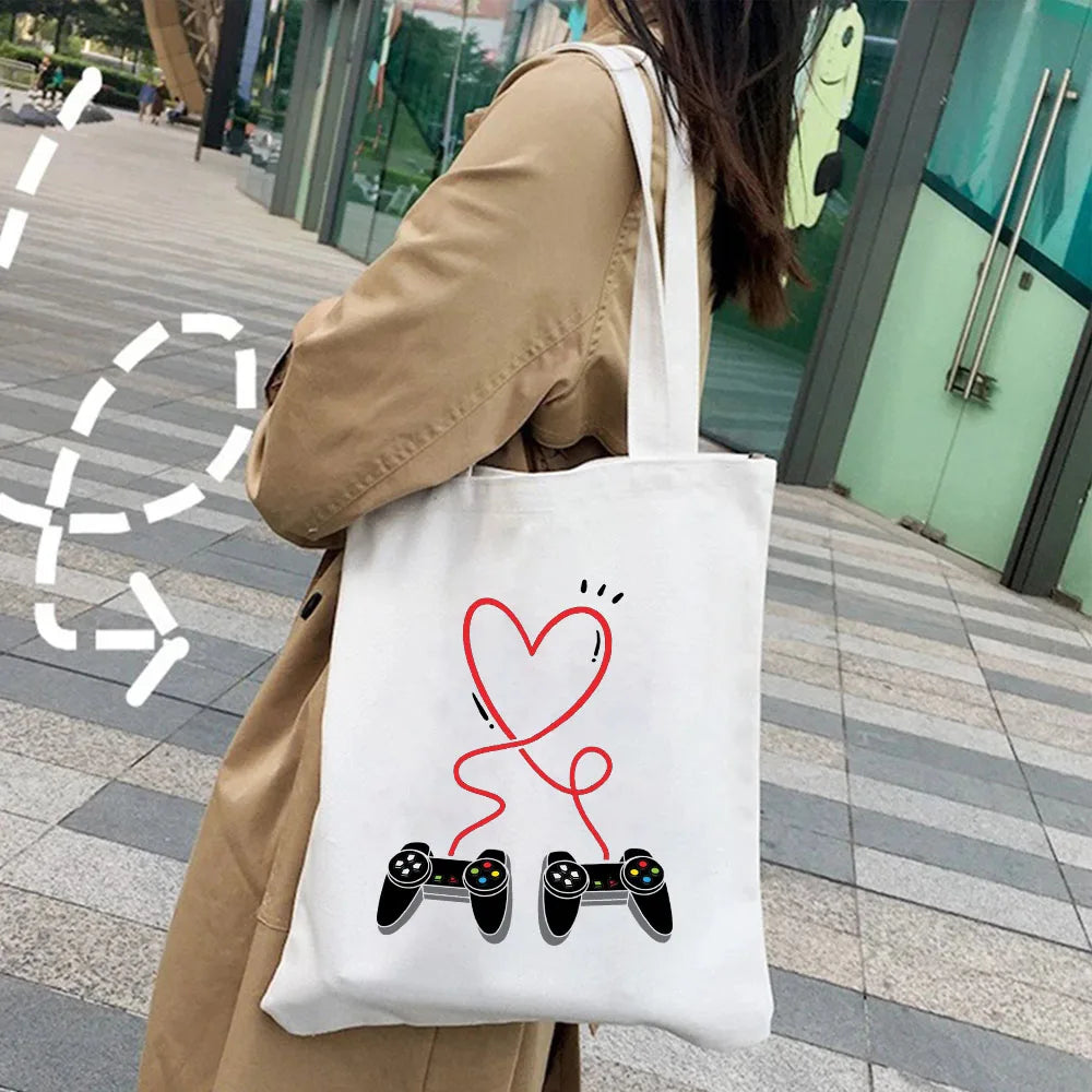 Game Handle Gamer Gaming Controller Player Video Room Women Canvas Shopper Bag