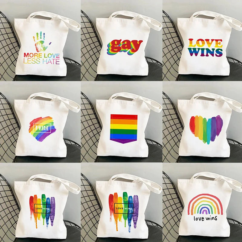 Love Wins Women Shopping Bag Love is Love Handbags Lady Canvas Bag