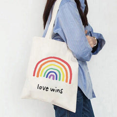 Love Wins Women Shopping Bag Love is Love Handbags Lady Canvas Bag