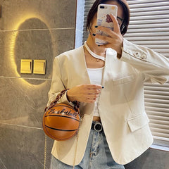 Geestock Basketball Messenger Bag PU Shoulder Chains Round Tote