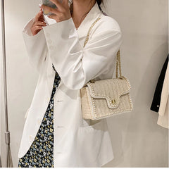 Geestock Summer Straw Woven Shoulder Bag Bohemian Beach-style Handbag