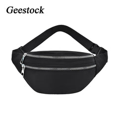 Geestock Waist Pack Bags Women Nylon Fanny Pack Casual Chest Bags Man Belt Pouch