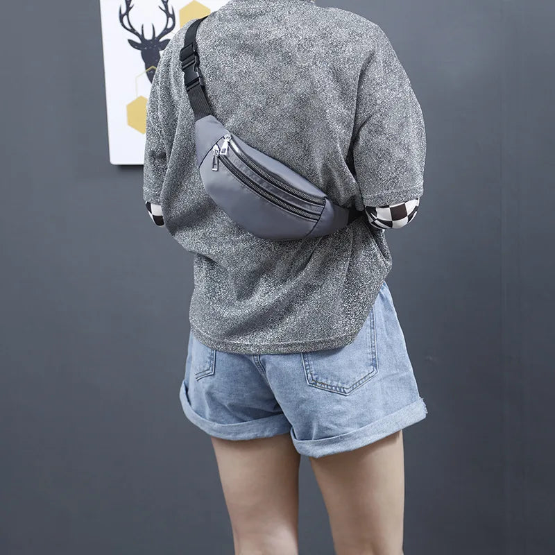 Geestock Waist Pack Bags Women Nylon Fanny Pack Casual Chest Bags Man Belt Pouch