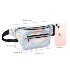 Geestock Women Waist Pack Bag Waterproof PVC Laser Holographic Fanny Pack