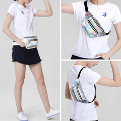 Geestock Women Waist Pack Bag Waterproof PVC Laser Holographic Fanny Pack