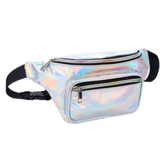 Geestock Women Waist Pack Bag Waterproof PVC Laser Holographic Fanny Pack