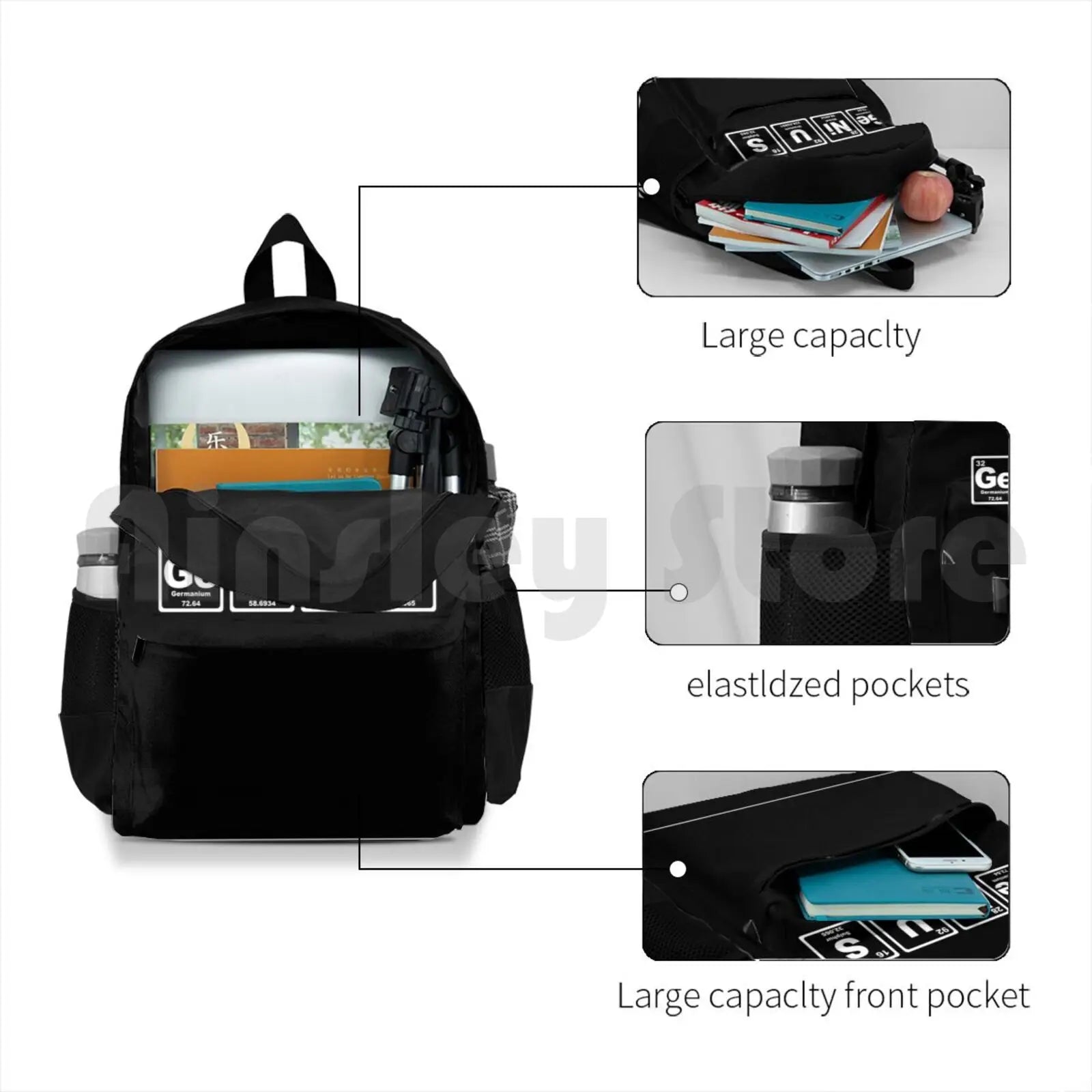 Genius Periodic Table Outdoor Hiking Backpack Riding Climbing Sports Bag