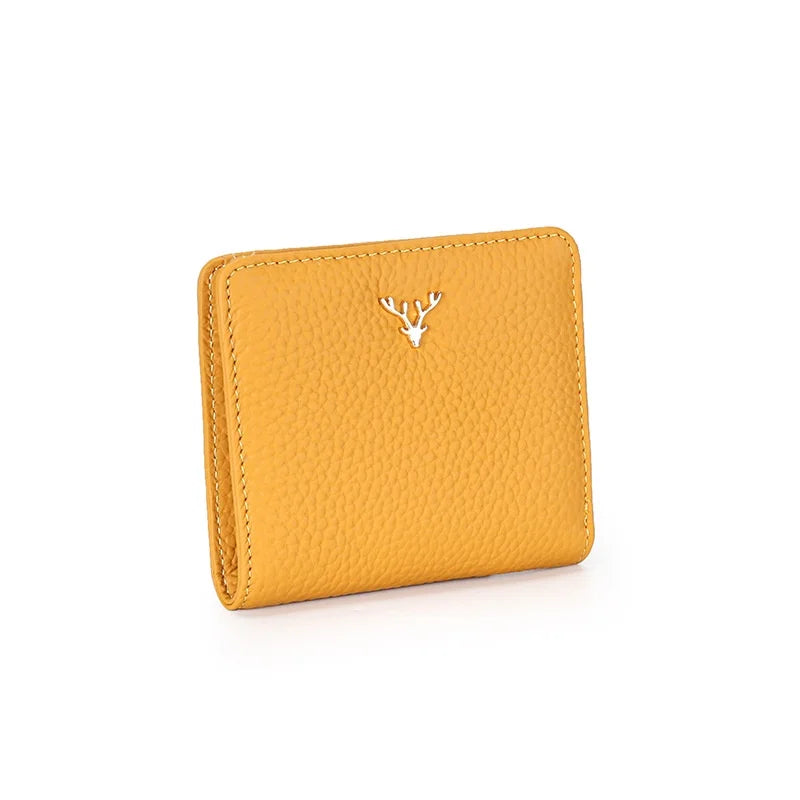 Genodern Leather Wallet Short Women's Purse Full Cowhide