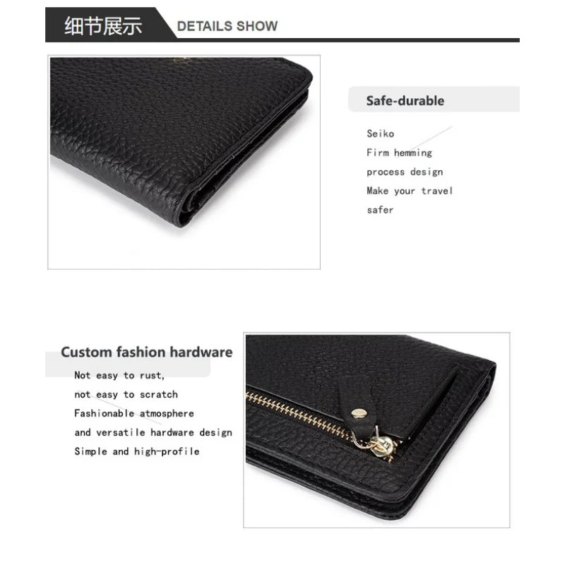 Genodern Leather Wallet Short Women's Purse Full Cowhide