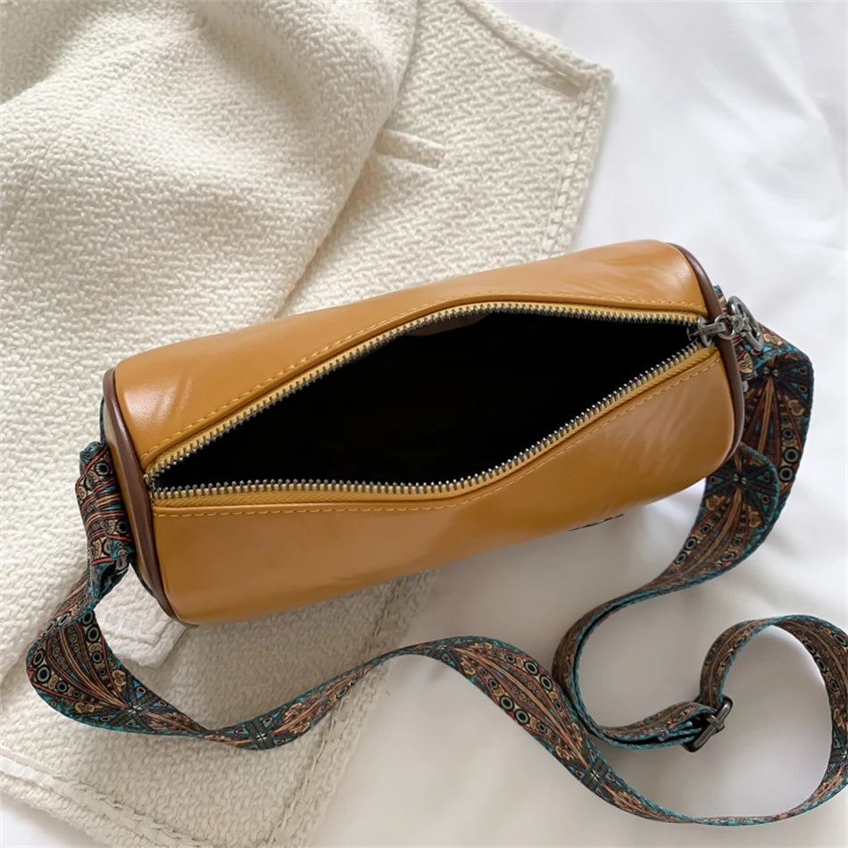 Women's PU Leather Pillow Bag Shoulder Messenger Bags Solid Female Handbags