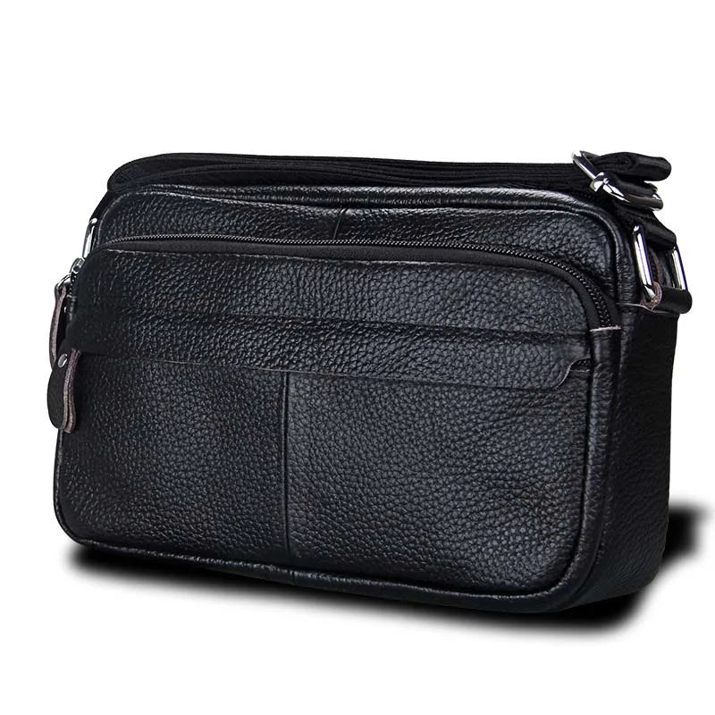 Cow Leather Casual Women Handbags Single Zipper Solid Messenger Bags