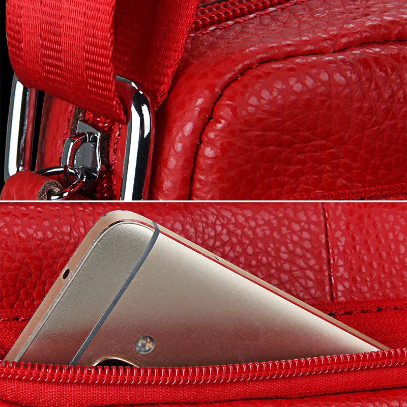 Cow Leather Casual Women Handbags Single Zipper Solid Messenger Bags
