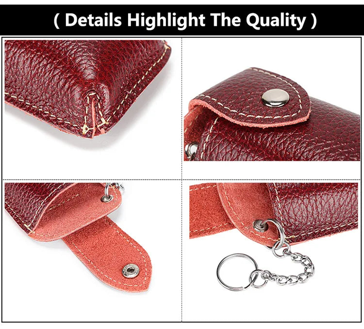 Cow Leather Car Keys Bag Mini Wallet Key Holder Pocket