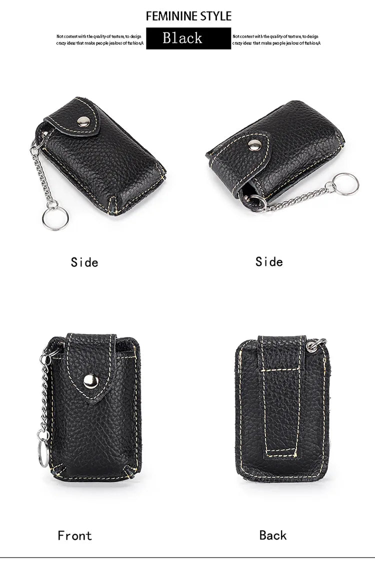 Cow Leather Car Keys Bag Mini Wallet Key Holder Pocket