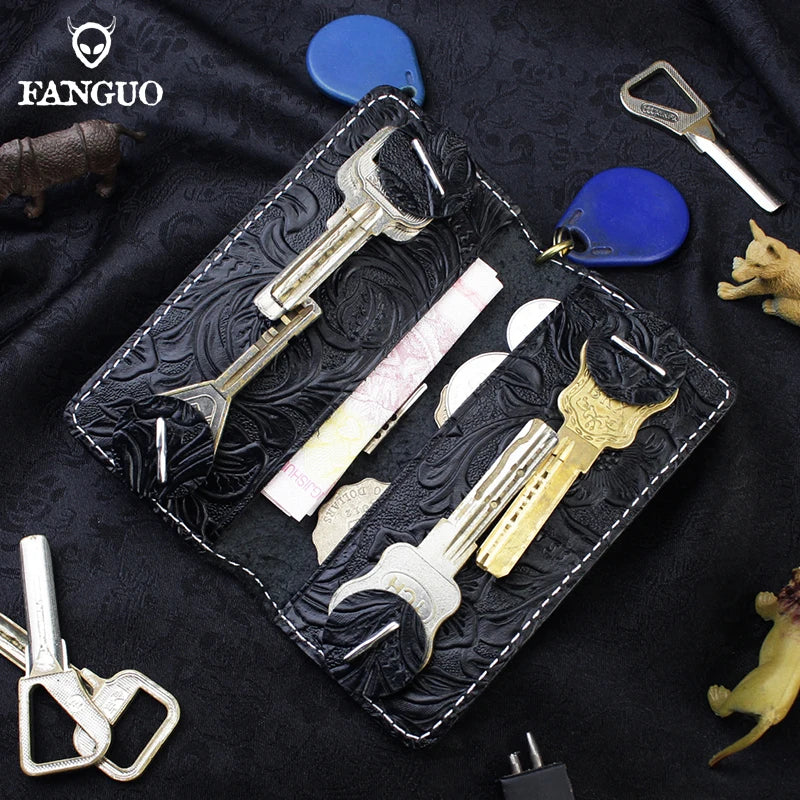 Cow Leather Key Holders Key Wallet Money Organizer Keychain Pouch