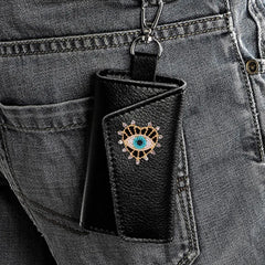 Cow Leather Key Wallet High Buckle Multifunction Key Bag Organizer