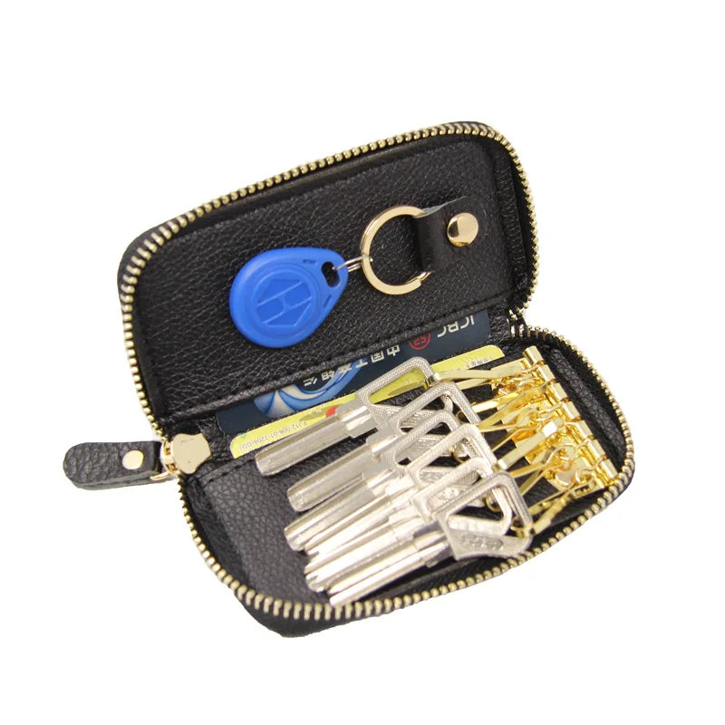 Cow Leather Men's Purse Car Key Wallets Women Housekeeper Holders