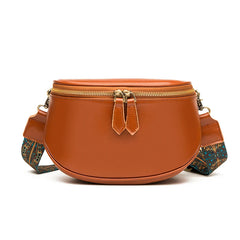 Vintage Leather Shoulder Bag Double Zipper Saddlebag