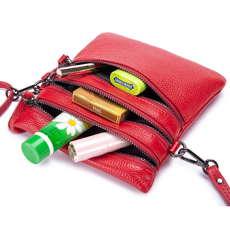 Women's Mini Shoulder Bag Multi-zip Pocket Purse and Handbags