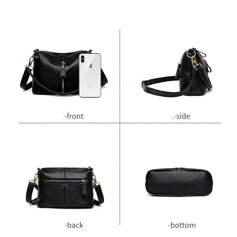 Women's Leather Crossbody Tote Bag Natural Cowskin