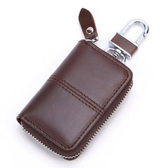 Leather Car Key Case Holder Keychain Organizer Chapstick