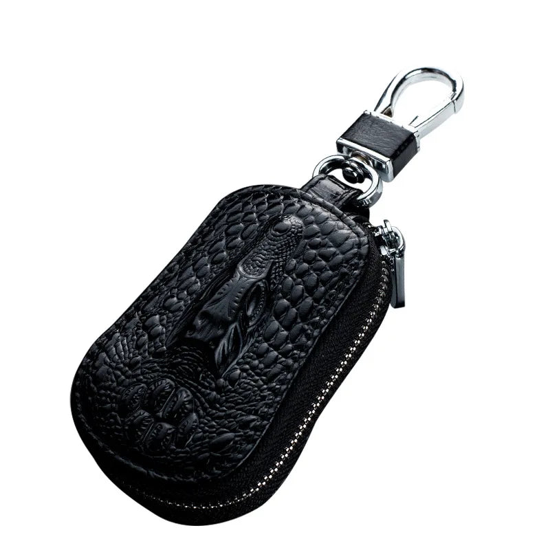 Vintage Leather Animal Prints Car Key Pouch Holder Zipper Cover