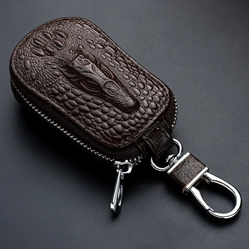 Vintage Leather Animal Prints Car Key Pouch Holder Zipper Cover
