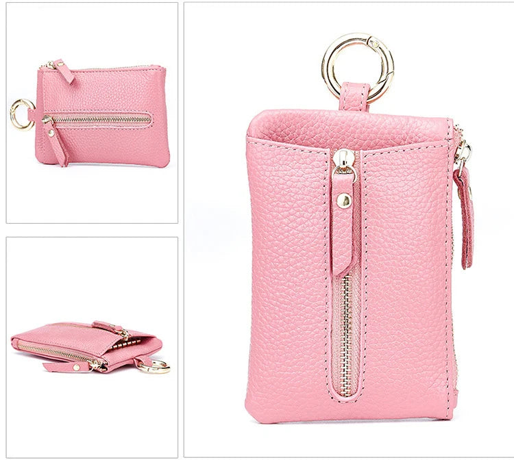 Leather Car Key Wallets Men Holder Housekeeper Keys Organizer Women Keychain