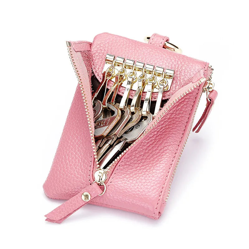 Leather Car Key Wallets Men Holder Housekeeper Keys Organizer Women Keychain
