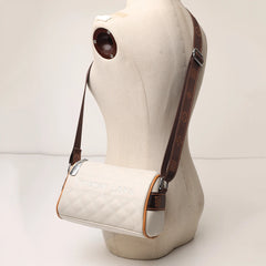 Leather Casual Crossbody Bag Barrel Shaped Evening Bags Print Wide Strap