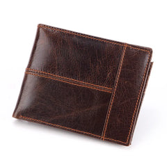 Cowhide Leather Men Wallet Short Bifold Purse Small Vintage Wallets