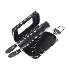 Leather Double Zipper Car Key Bag Wallet Multifunctional Organizer