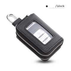 Leather Double Zipper Car Key Bag Wallet Multifunctional Organizer