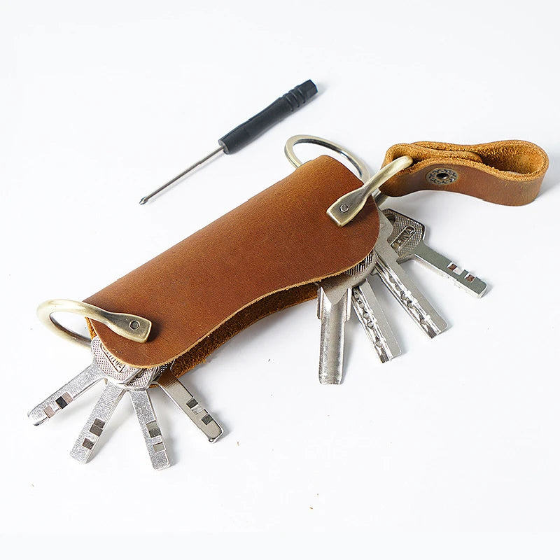 Leather Key Bag Men Women Keychain Large Capacity Key Wallet Cowhide Key Case