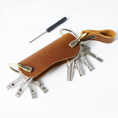 Leather Key Bag Men Women Keychain Large Capacity Key Wallet Cowhide Key Case